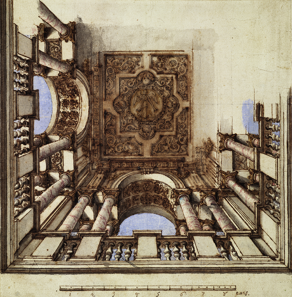 DesignforaceilingwithcolumnsandcofferedarchesItalycirca1700unknowndesignercRIBACollectionsjpg