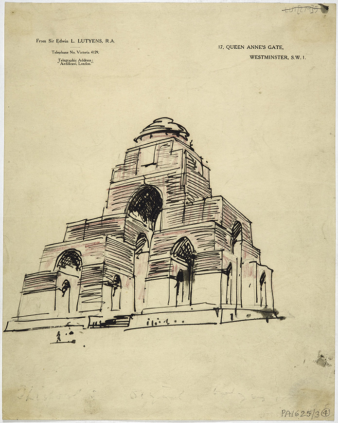 SirEdwinLutyens1918ArecordsketchoftheunexecuteddesignfortheMemorialtotheMissingatStQuentinNordcRIBAC