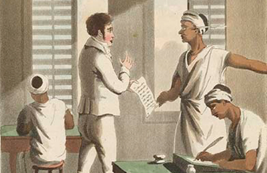 'European gentleman in office trial'