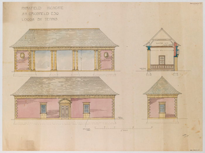 Designs by Harold Peto for a loggia next to the tennis courts at Parkfield Highgate London 1914png