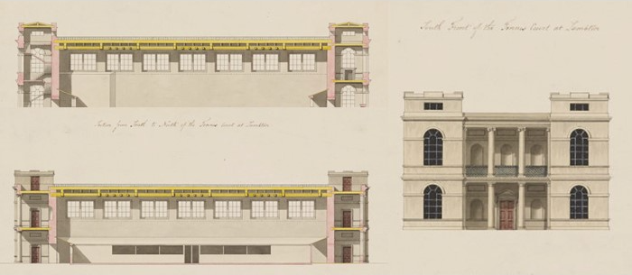 Designs for a real tennis court at Lambton Hall County Durham by Joseph Bonomi 1795png
