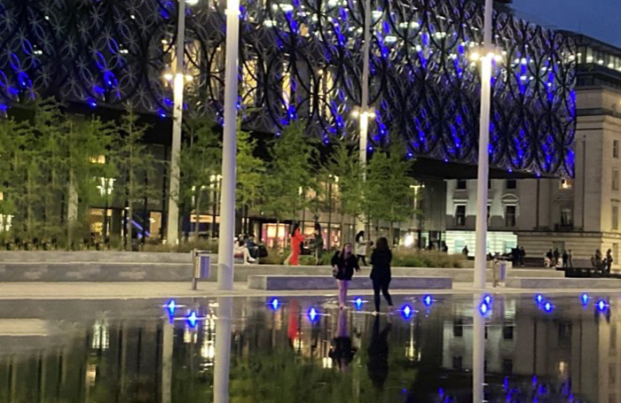 Mirrored reflection Centenary Square Birminghamjpg