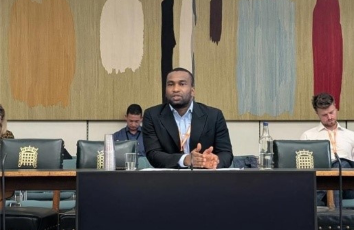 Muyiwa Oki President giving evidence at the APPG evidence session for Excellence in the Built Enviro
