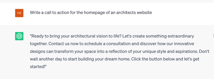 Limited Chatgbt Prompt For An Architects Websitepng