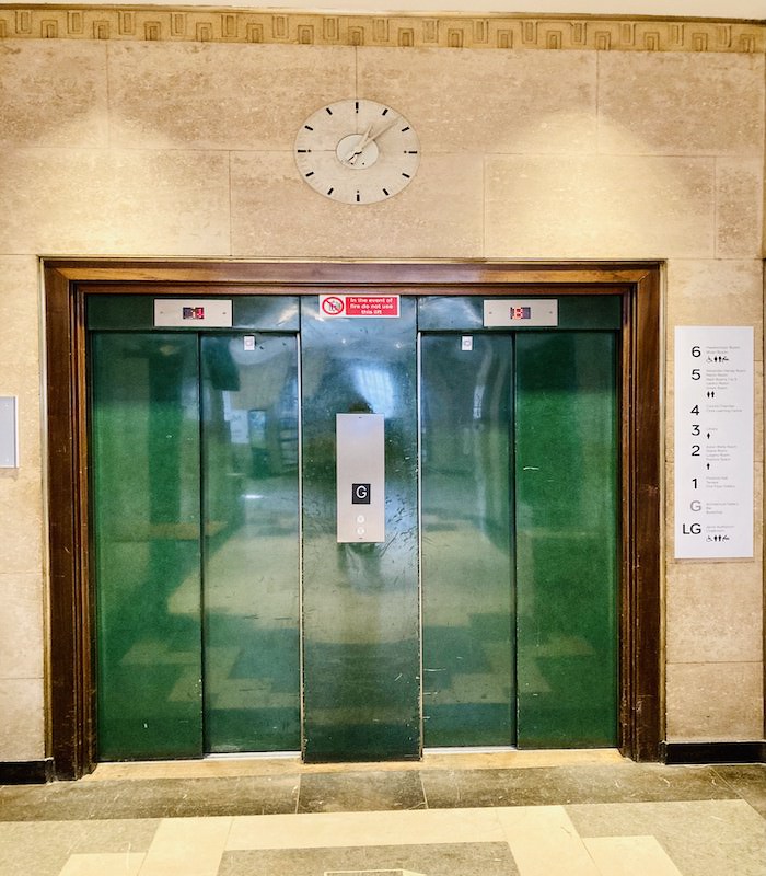 Access RIBA info Green Art Deco lift elevator 66 Portland Place Londonjpeg