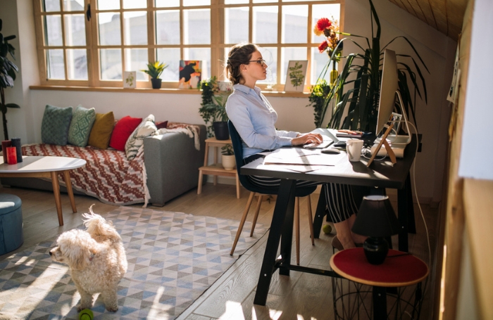 Architect working at a home office deskjpg