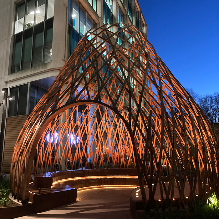 Enclosed stick structure on Triton Street Londonjpg