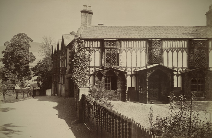 Photoprint of Gothic Plas Newydd cottage showing extensions and renovations made by Sarah and Eleanor, Llangollen, Denbighshire / RIBA Collections 