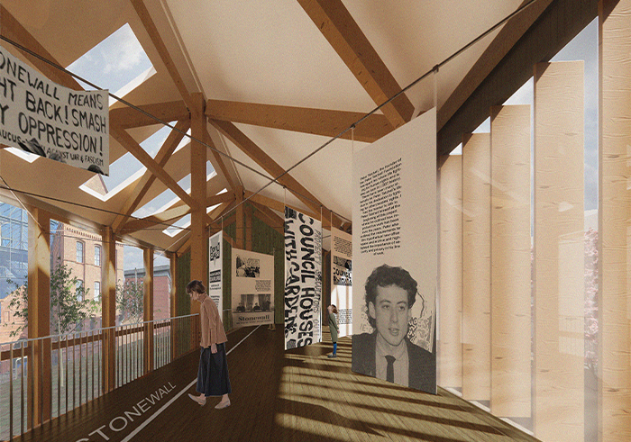 Rendering of Peter Thatchell Centre hallway by Clarisse Hoodjpg