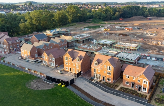 A group of new build houses on a UK building site