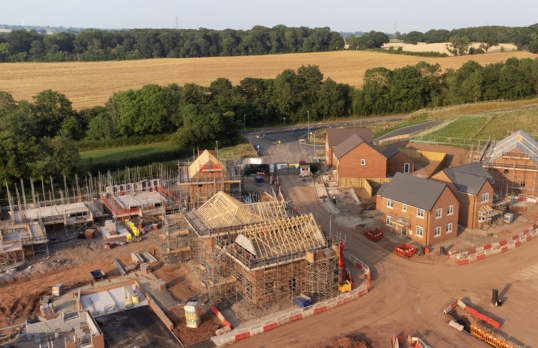 Aerial image of building site feature new homes