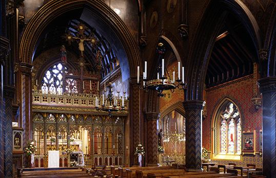 Colour image of Roman Catholic Church of St Giles, Cheadle: the nave