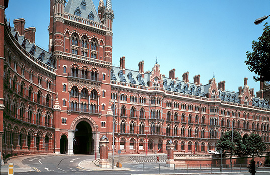 Colour image of St Pancras Hotel and Chambers, Euston Road in London