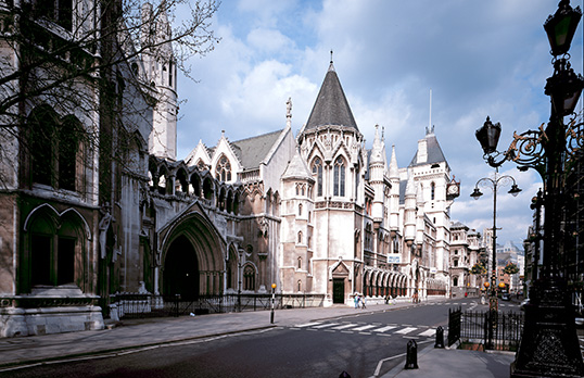 Colour image of Royal Courts of Justice, Strand, London, seen from the south-west