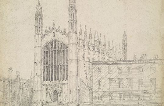 Topographical sketch of King's College Chapel in Cambridge