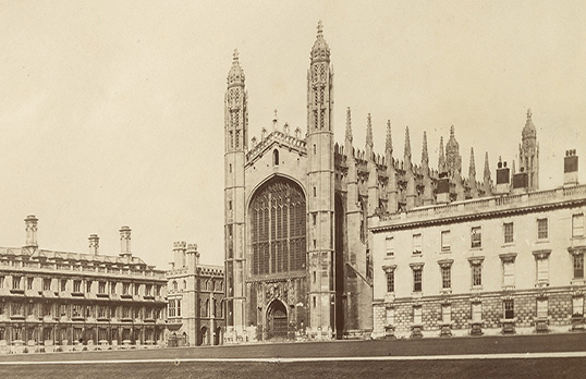 Sketch of King's College Chapel in Cambridge, seen from The Backs