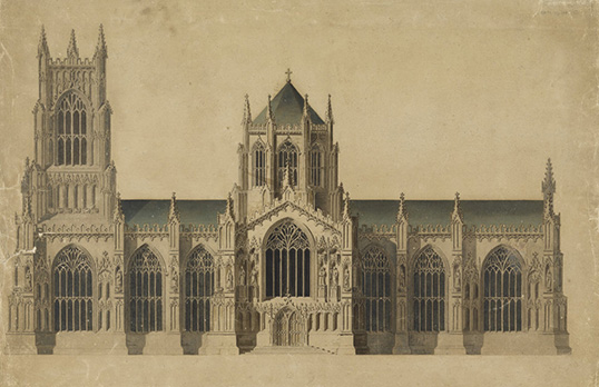 Record drawing of the south elevation of the church of the Monastery of Batalha