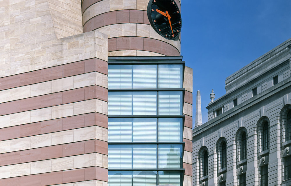 Number1 Poultry, City of London: close-up of the prow and clock tower Max Fenton / RIBA Collections