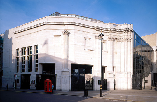 Sainsbury Wing, National Gallery, Trafalgar Square, London: the entrance on Pall Mall East Janet Hall / RIBA Collections