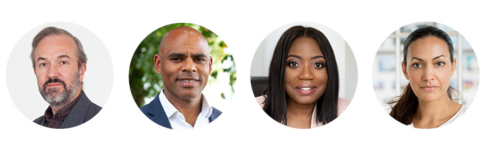 Left to right: Rowan Moore © Sophia Evans/The Observer; Marvin Rees © Bristol Design; Roni Savage © Barbara Leatham; Sheela Søgaard © Flemming Leitorp