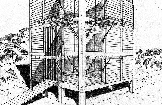 Plan of building using welsh timber