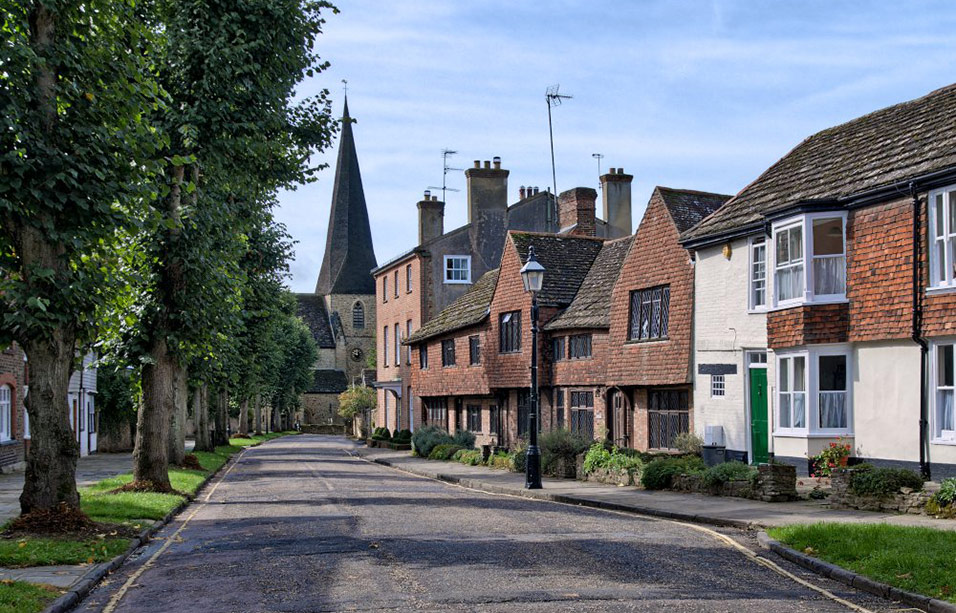 The Causeway, Horsham, West Sussex, looking towards St Mary's Church
