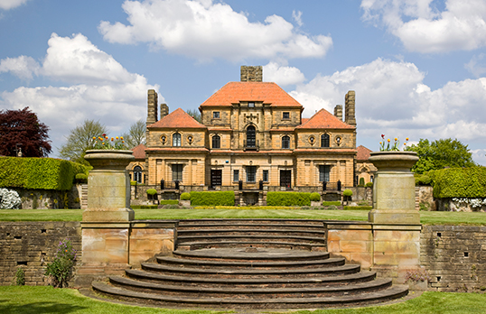Heathcote, Ilkley, West Yorkshire: the south lawn and steps