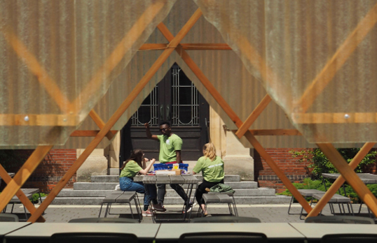 RIBA students at a table
