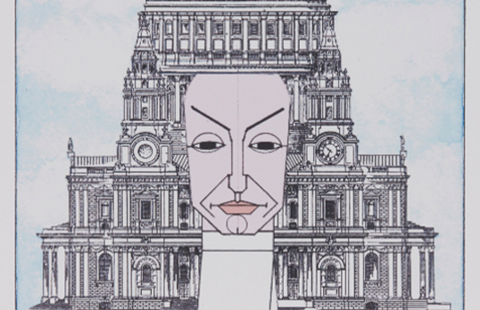 Archi-tetes water colour of Christopher Wren as St. Paul's Cathedral by Louis Hellman
