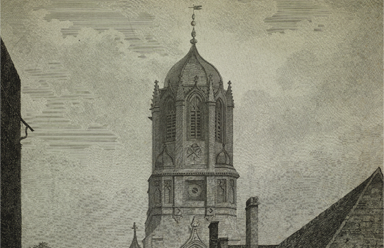 Sketch of the tower of Christ Church in Oxford