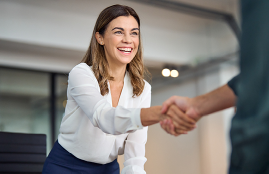 Person shaking hands after a job interview