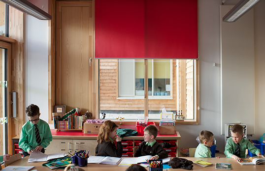 Children in a classroom at Ysgol Trimsaran