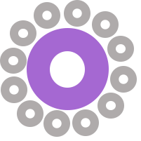 Grey circles around a circular purple boardroom table 