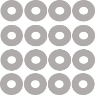 4 x 4 rows of grey circles in a square shape