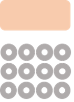 Three rows of grey circles facing a light orange rectangular stage