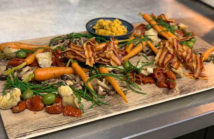 Christmas party platter with carrots and bacon catered by CH&Co at 66 Portland Place