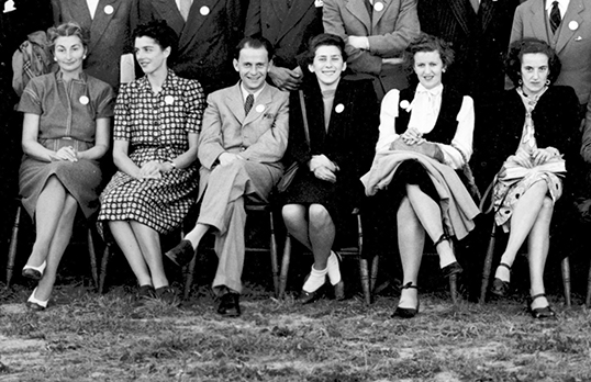 Women in Architecture - Women and men seated in a cropped black and white photo