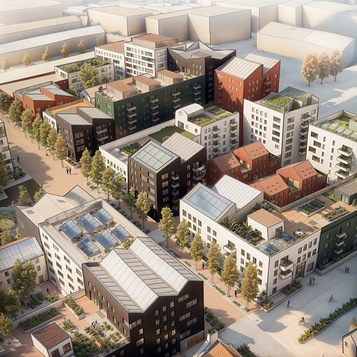 street view of AI generated buildings by Arka Works