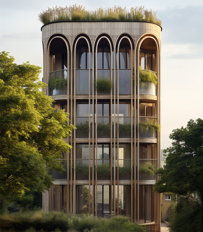 concept of a tall building generated by AI