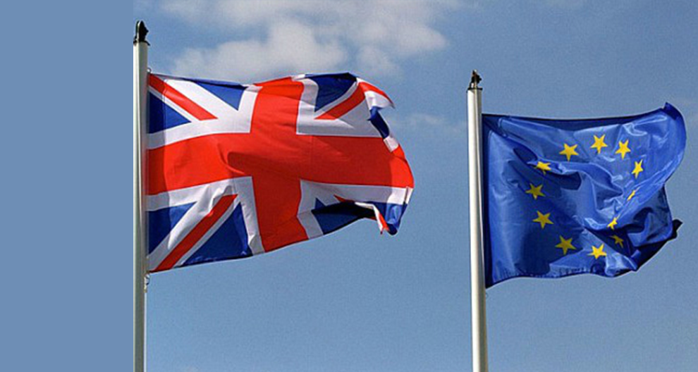 The Union flag and the European Union flags