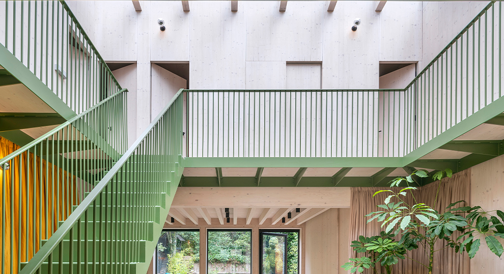 Green House stairs and atrium with plants