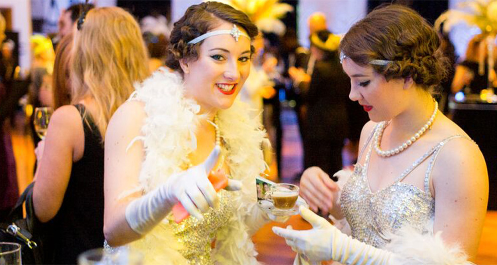 Women dressed as 1920s flappers in the Florence Hall