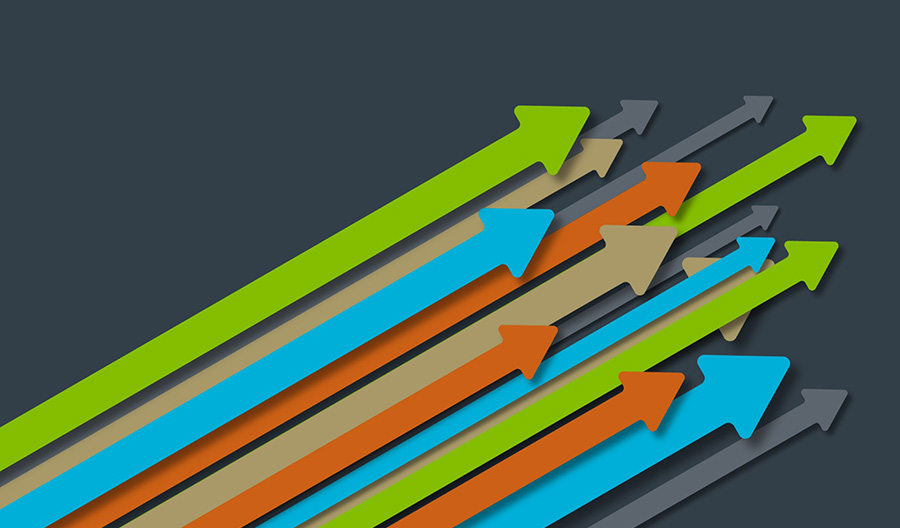multi-coloured arrows to illustrate upward future business of architecture
