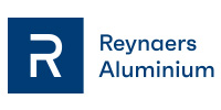 Reynaers Aluminium logo with white R in navy blue box