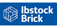 Ibstock Brick white logo on blue background