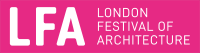 LFA London Festival of Architecture white text logo inside a hot pink rectangle