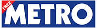 METRO white text logo on blue background