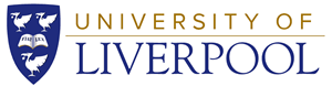 University of Liverpool logo with crest featuring an open book in the middle and three liver birds